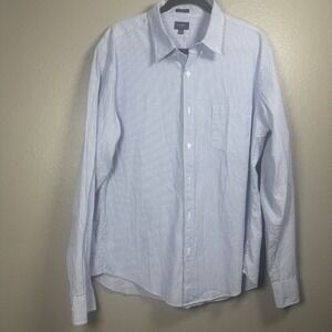 J.Crew Men's XL Slim Dress Shirt Light Blue White Stripe Button Down